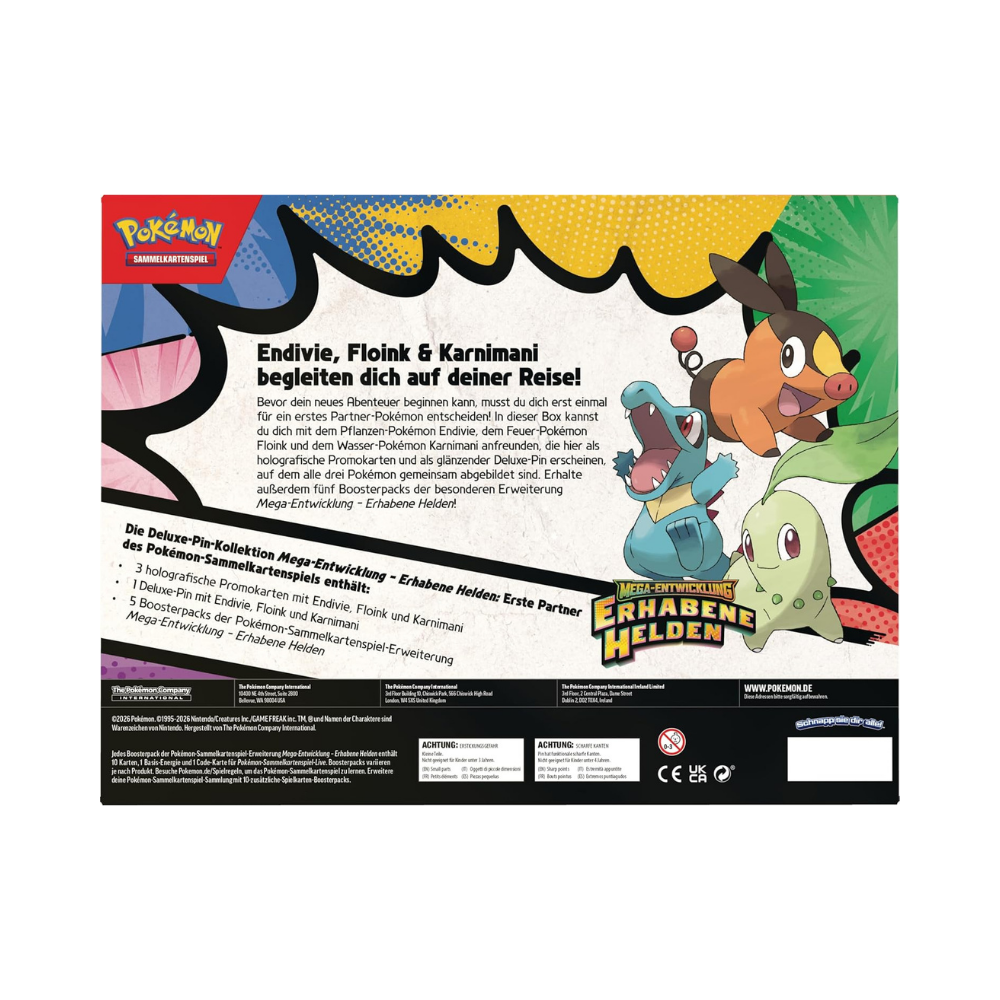 Pokémon Deluxe-Pin Kollektion Erste Partner – Mega-Entwicklung Erhabene Helden (5 Booster)