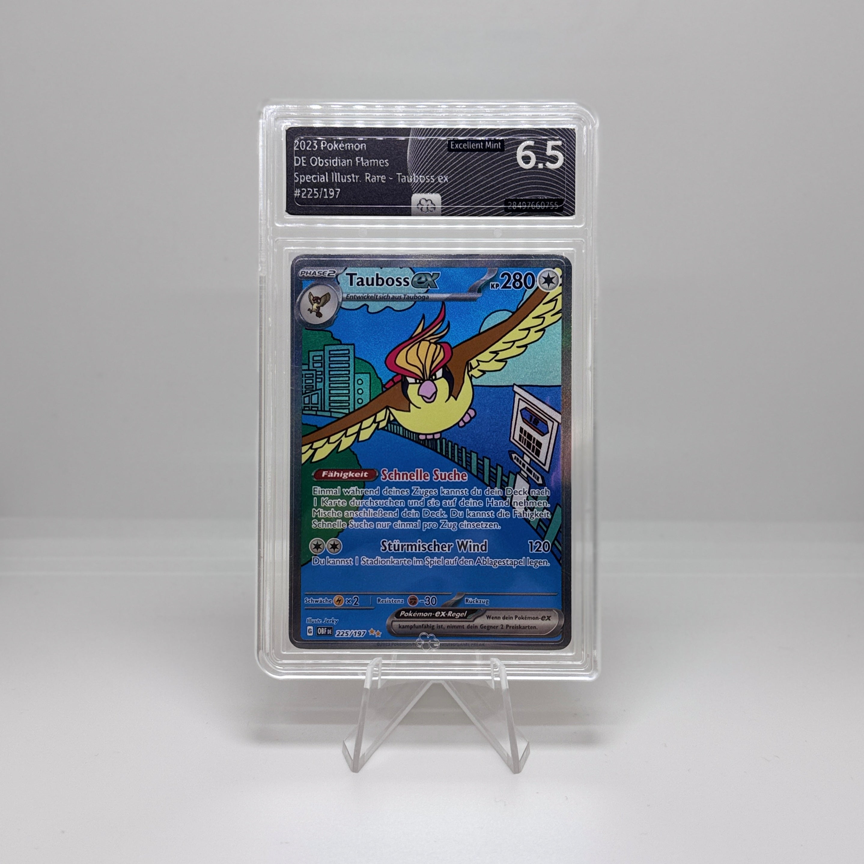 Pokémon Karte – Tauboss ex 225/197 SIR – DE Obsidian Flames – Graded 6.5