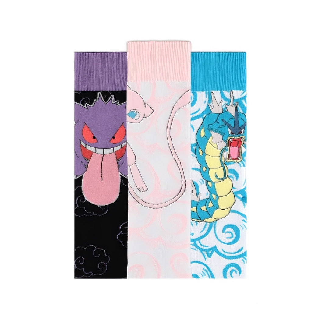 Pokémon Socken 3er-Pack Crew – Gengar, Garados & Mew | Offiziell lizenziert