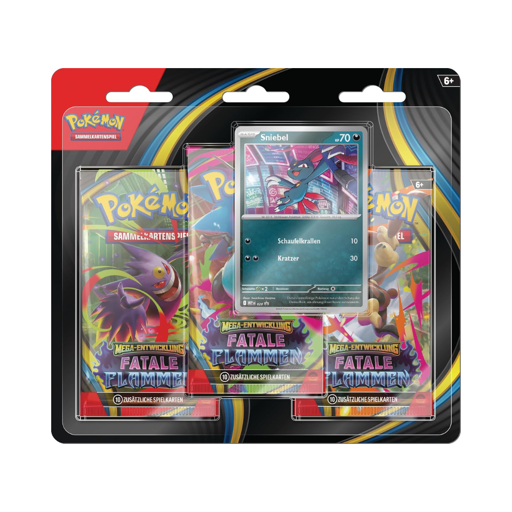 Pokémon Mega-Entwicklung – Fatale Flammen 3er-Pack | Promo + 3 Booster | Deutsch | NEU & OVP
