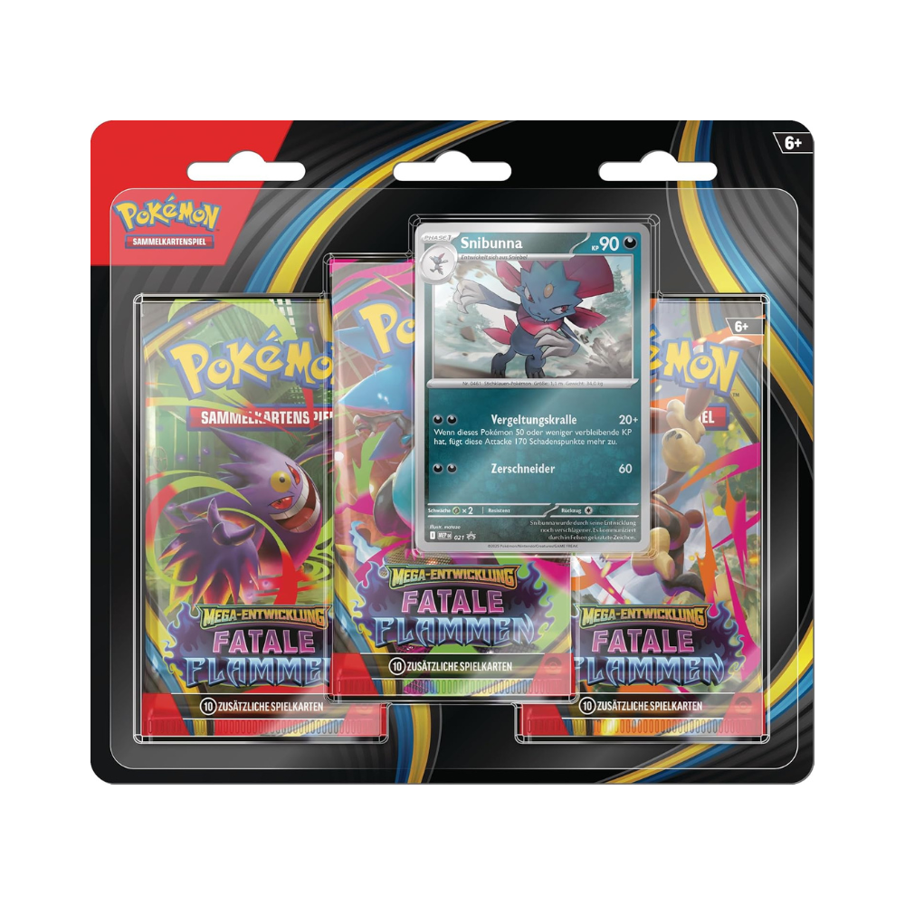 Pokémon Mega-Entwicklung – Fatale Flammen 3er-Pack | Promo + 3 Booster | Deutsch | NEU & OVP