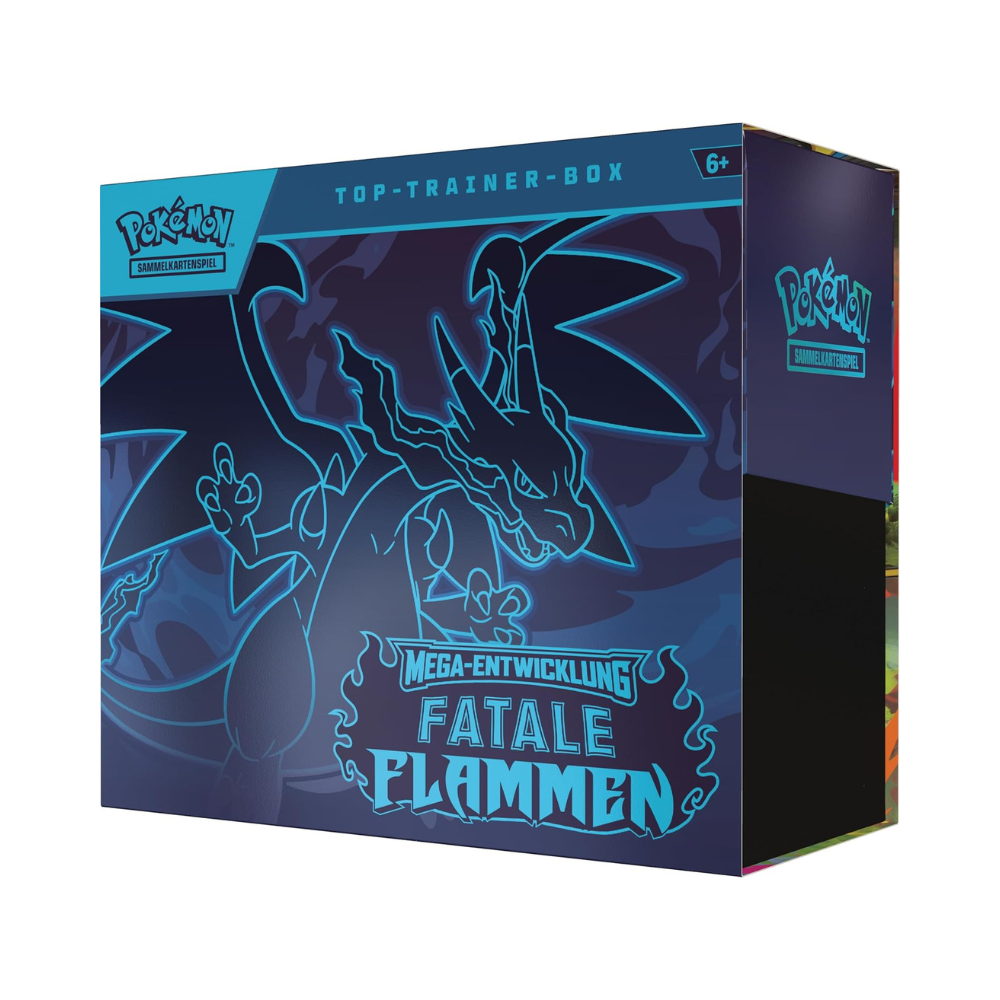 Pokémon Mega-Entwicklung – Fatale Flammen Top Trainer Box (Deutsch) | 9 Booster, Promo & Zubehör | Neu & OVP