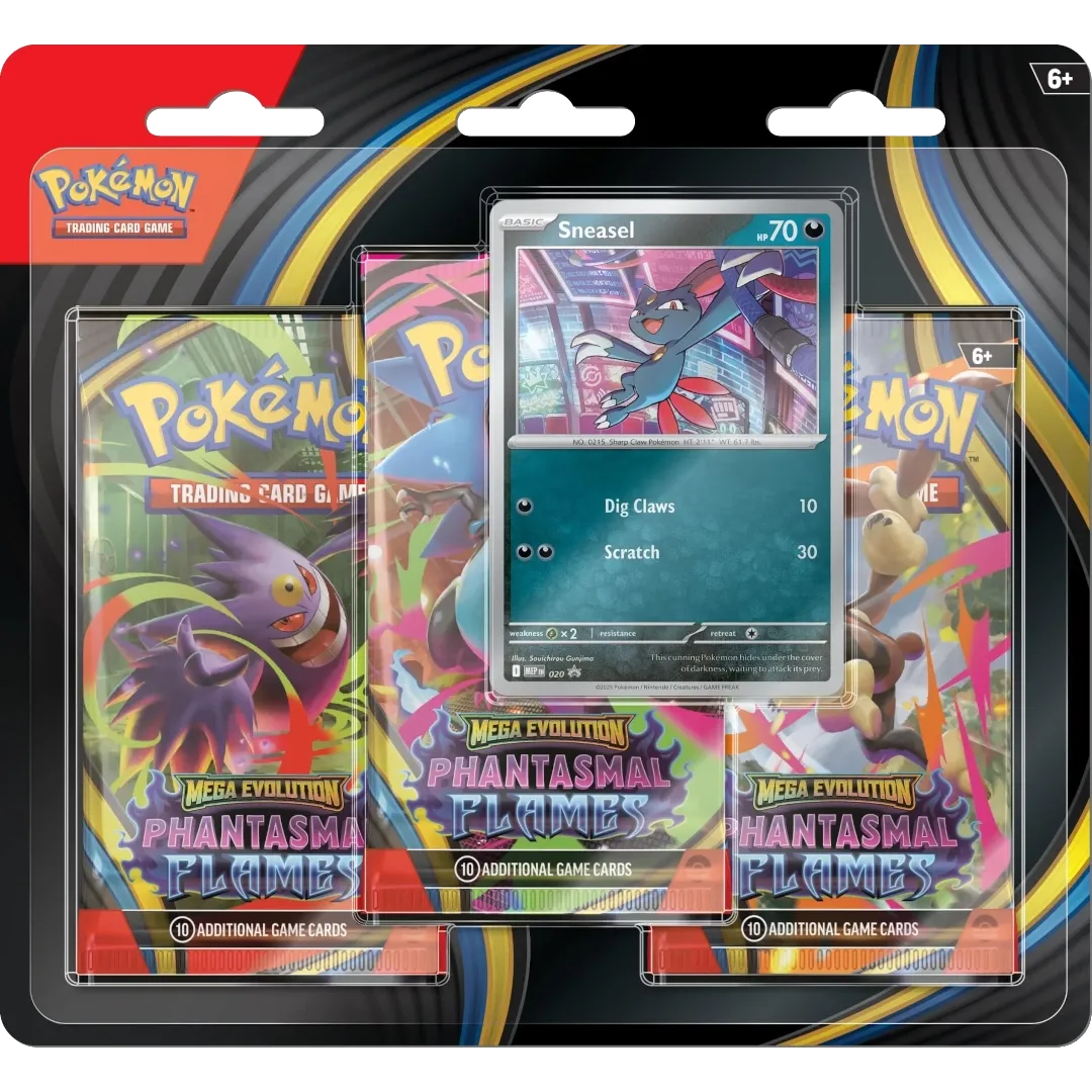 Pokémon TCG – Mega Evolution: Phantasmal Flames (ME02) 3-Pack Blister (Englisch) | 3 Boosterpacks | Neu & OVP