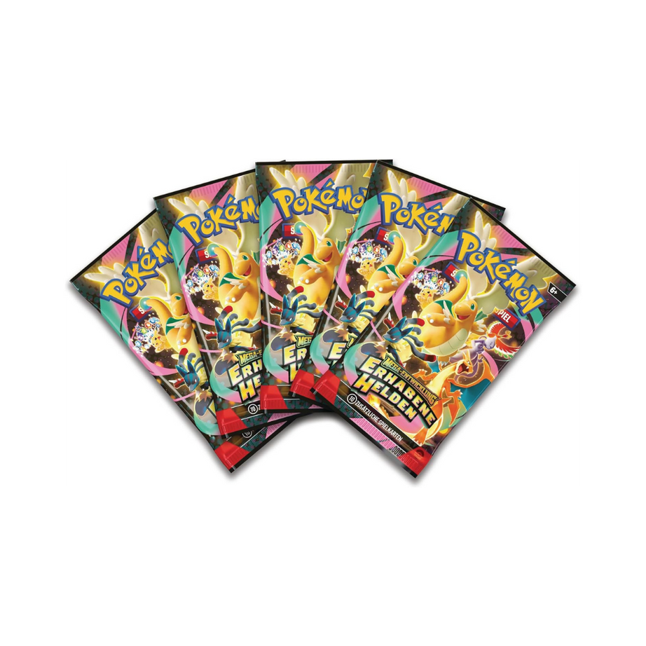 Pokémon Deluxe-Pin Kollektion Erste Partner – Mega-Entwicklung Erhabene Helden (5 Booster)