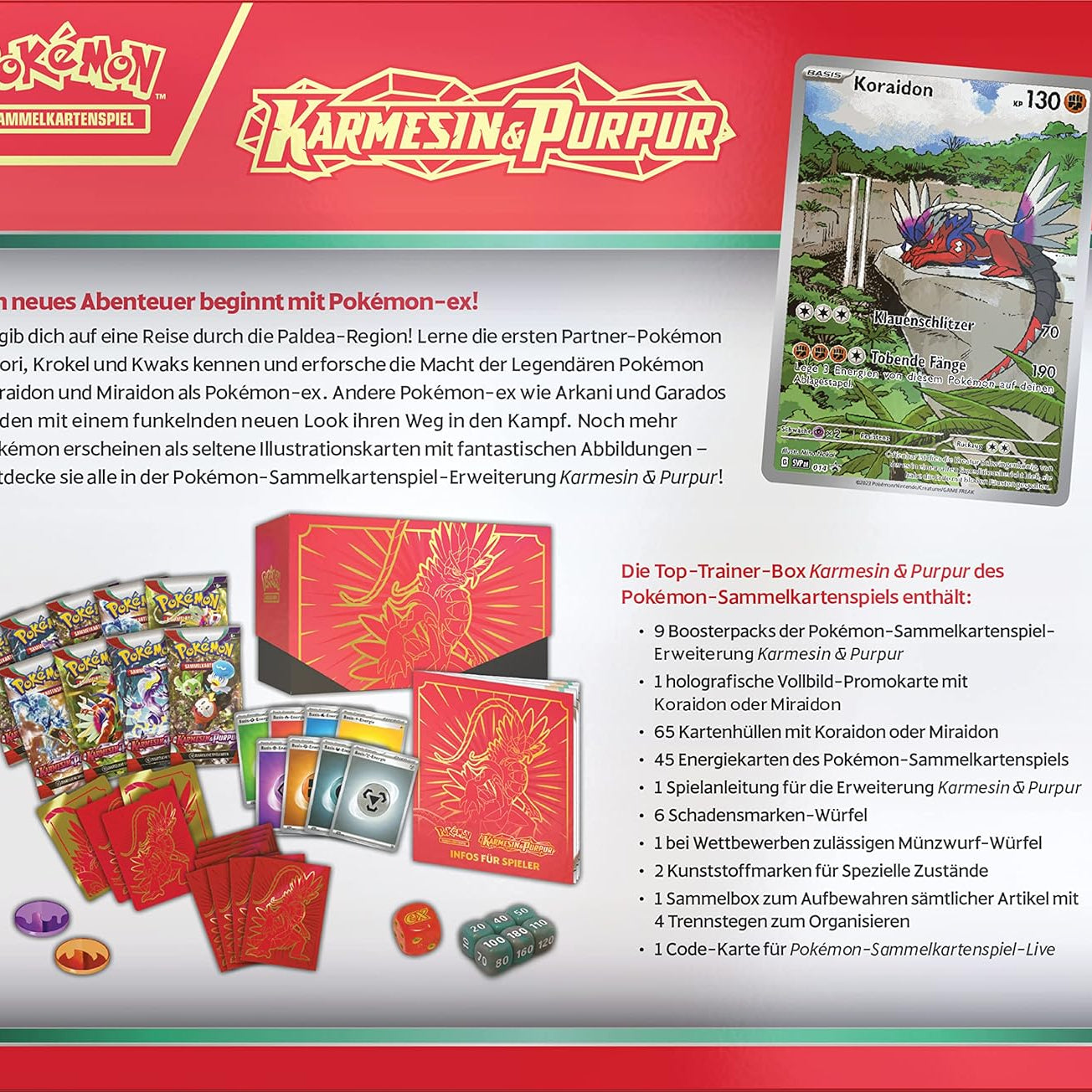 Pokemon TCG - Karmesin & Purpur Top-Trainer-Box Koraidon - DE