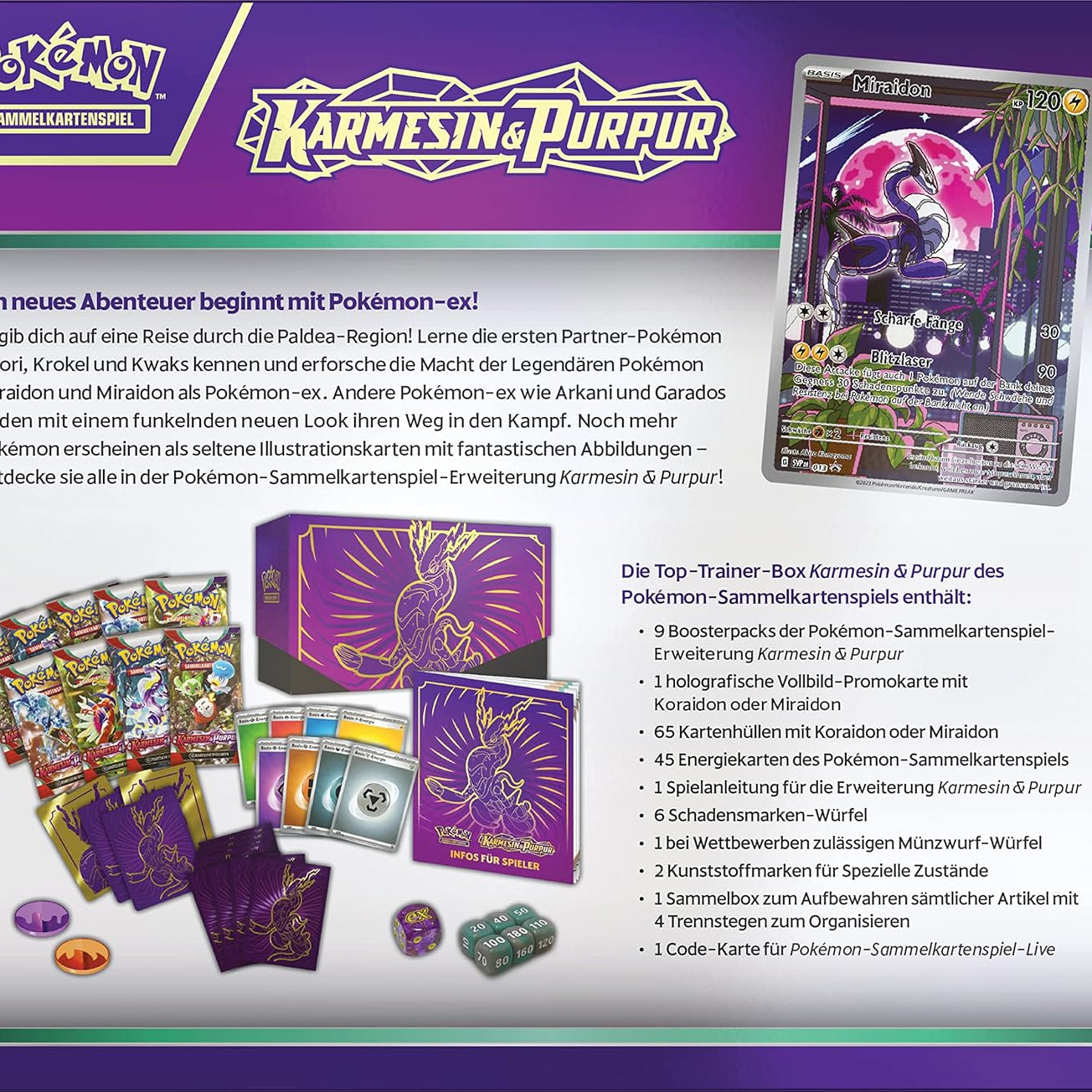 Pokemon TCG - Karmesin & Purpur Top-Trainer-Box Mireidon - DE
