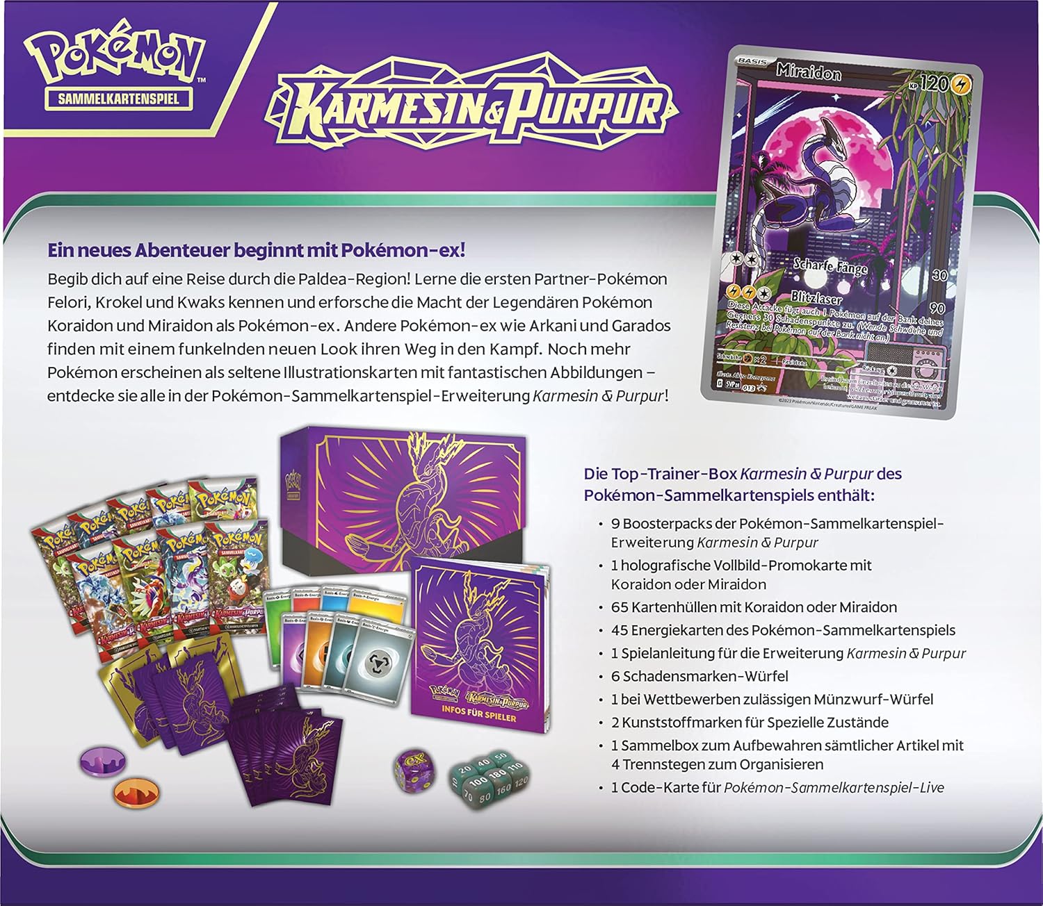 Pokemon TCG - Karmesin & Purpur Top-Trainer-Box Mireidon - DE