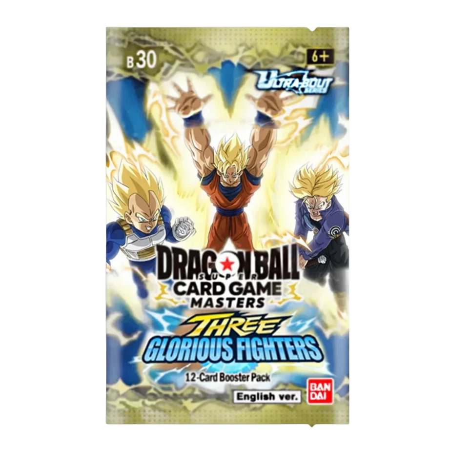 Dragon Ball Super Card Game Masters – B-30 Ultra-Bout Series – Three Glorious Fighters- Booster Display (24 Packs) – EN