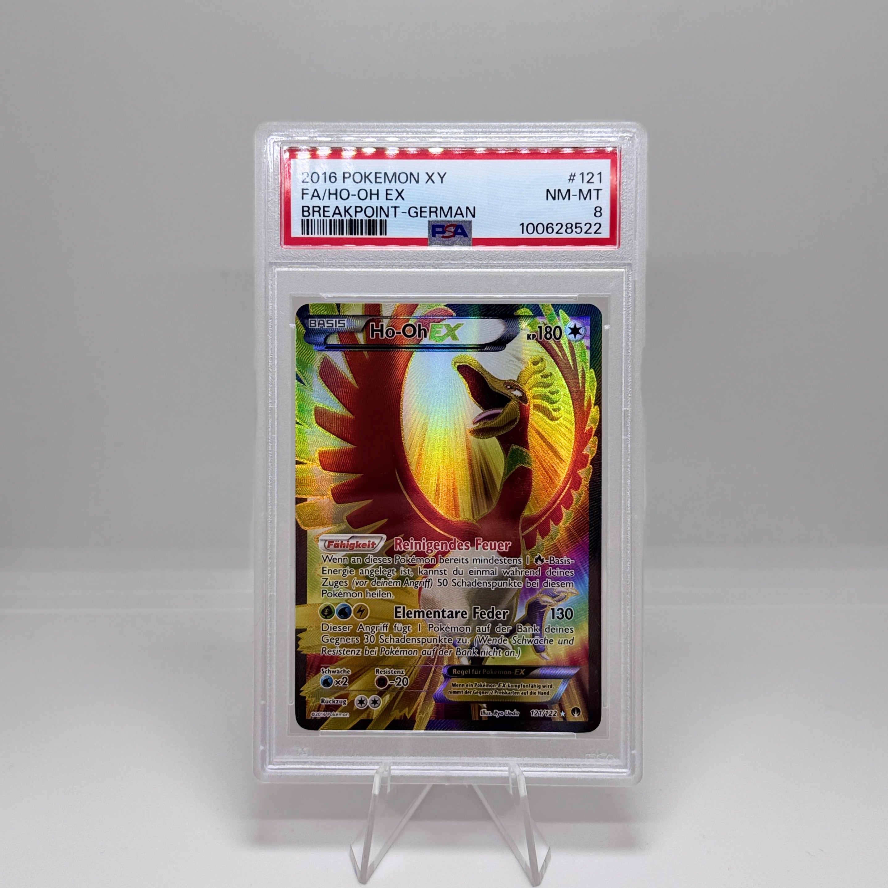 Pokémon Karte – Ho-Oh EX 121 FA – DE XY Breakpoint – PSA 8 NM-MT