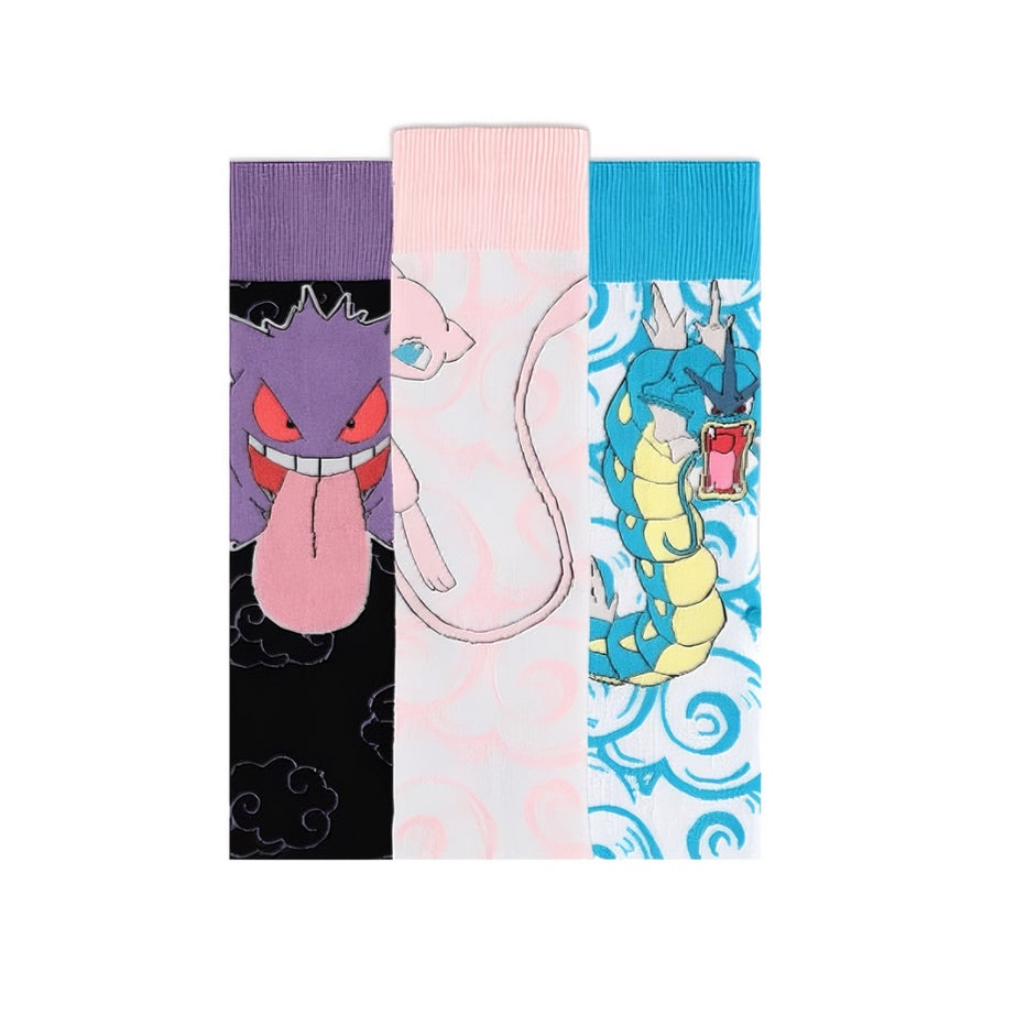 Pokémon Socken 3er-Pack Crew – Gengar, Garados & Mew | Offiziell lizenziert