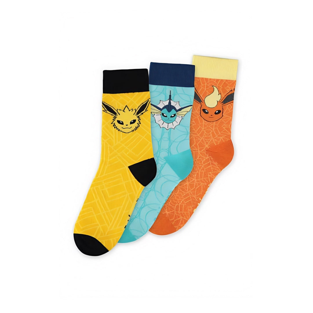 Pokémon Socken 3er-Pack – Evoli Evolution (Flamara, Aquana & Blitza) | Offiziell lizenziert