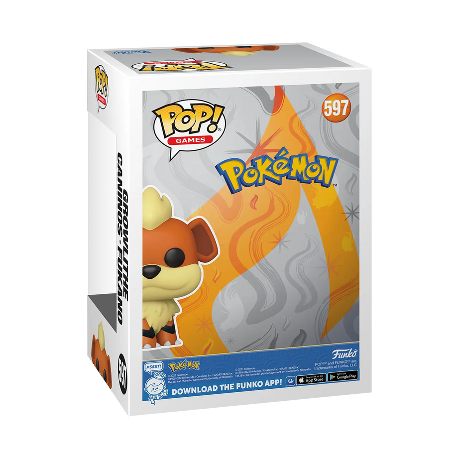 Funko Pop! Pokémon Growlithe Fukano #597 – Seitenansicht