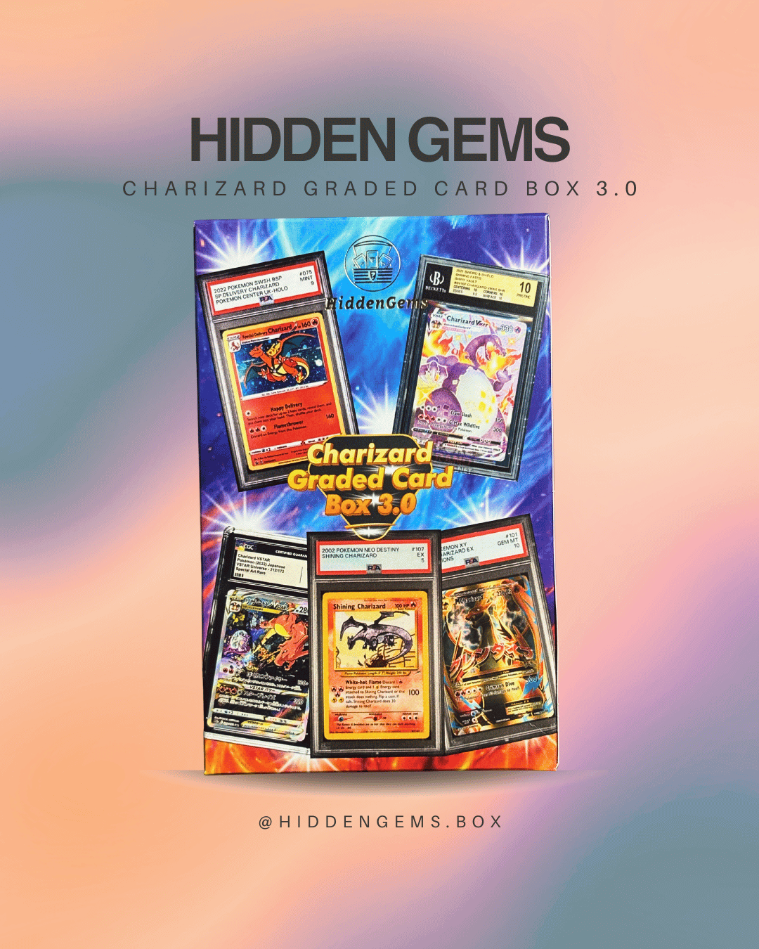 Hidden Gems Pokémon Graded Charizard Box 3.0 – Vorderseite