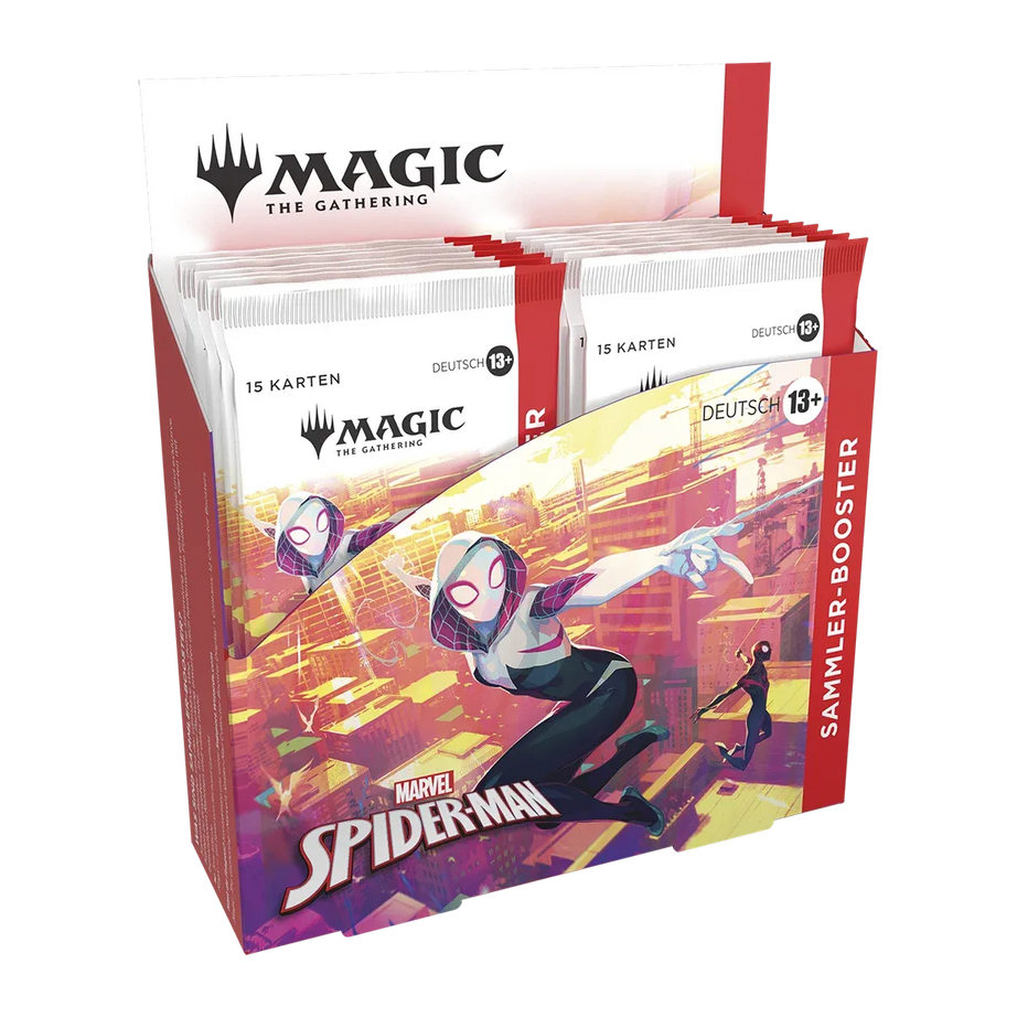 Magic The Gathering – Marvel's Spider-Man Collector Booster Display (12 Booster) – Deutsch – 1200×1200, transparenter Hintergrund