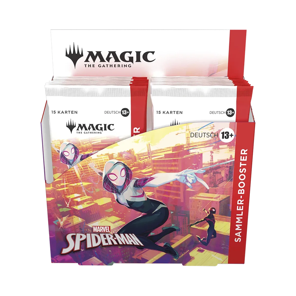 Magic The Gathering – Marvel's Spider-Man Collector Booster Display (12 Booster) – Deutsch – 1200×1200, transparenter Hintergrund