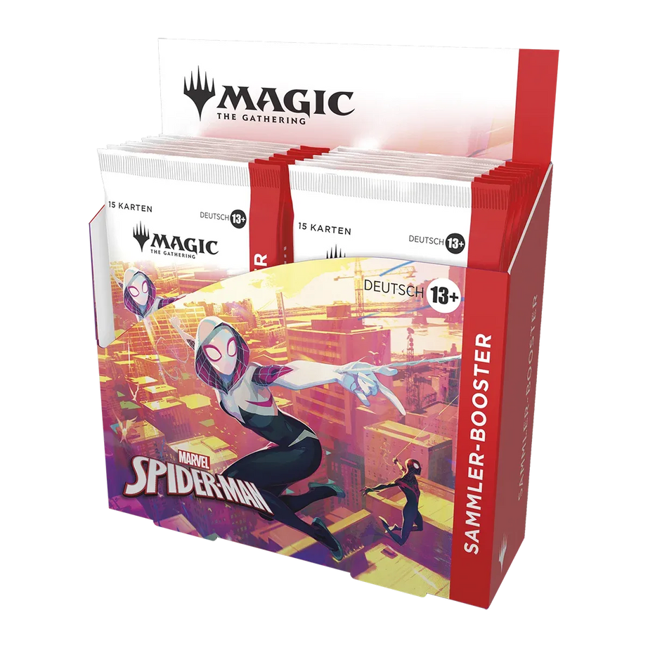 Magic The Gathering – Marvel's Spider-Man Collector Booster Display (12 Booster) – Deutsch – 1200×1200, transparenter Hintergrund