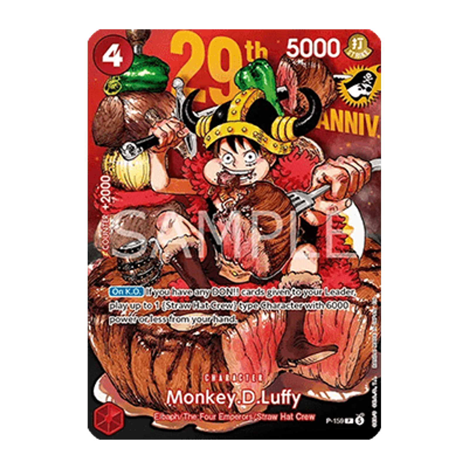 Monkey D. Luffy P-159 Promo Karte – freigestellte Vorderseite