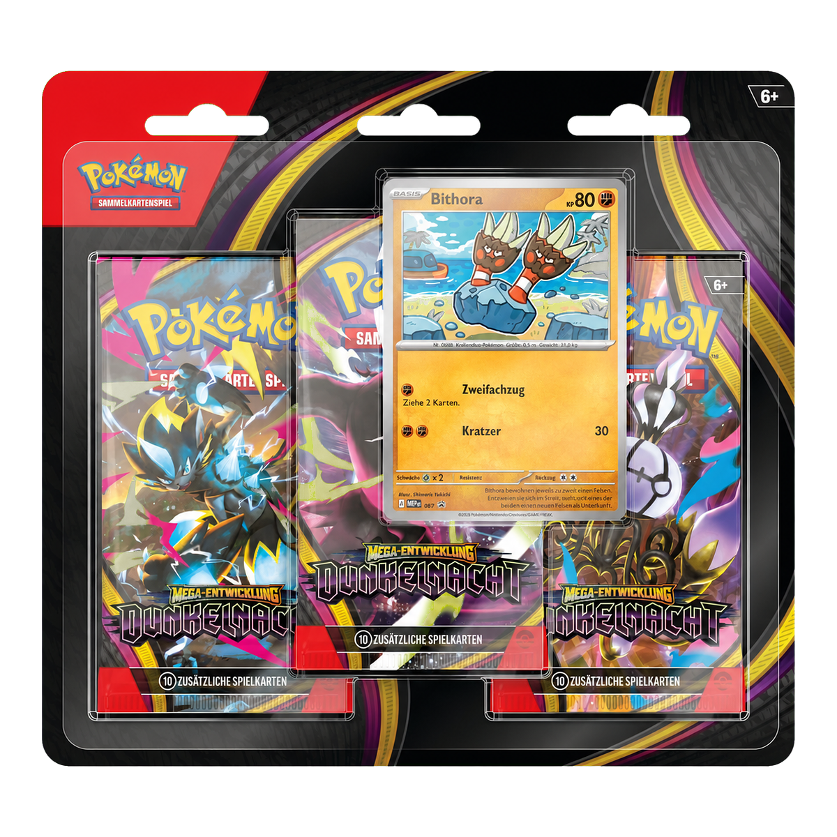 Pokémon Dunkelnacht 3-Pack Blister Bithora Deutsch – transparent