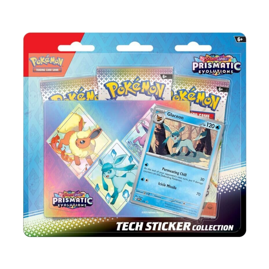 Pokémon Prismatic Evolutions Tech Sticker Collection (EN) – Promo + 3 Booster