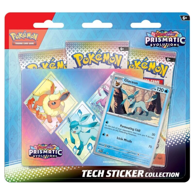 Pokémon Prismatic Evolutions Tech Sticker Collection (EN) – Promo + 3 Booster