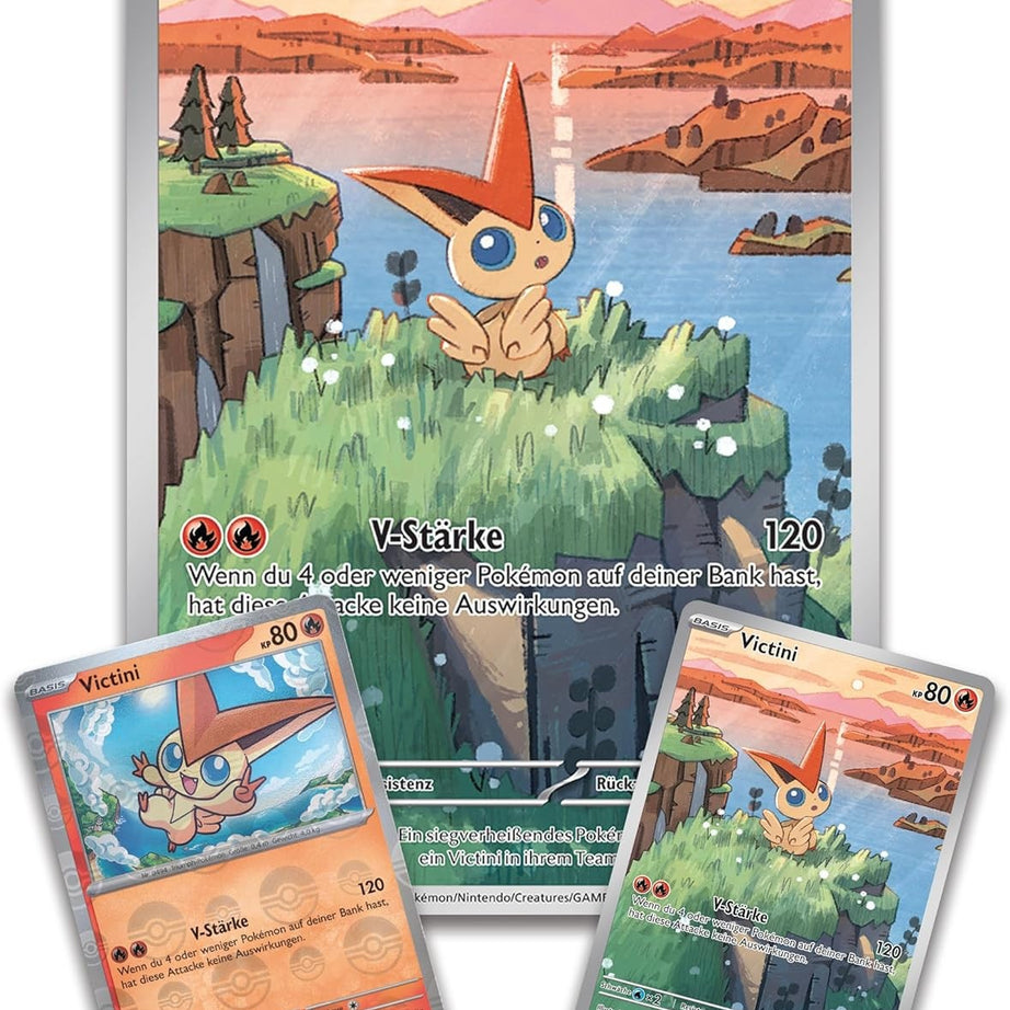 Pokémon Karmesin & Purpur 10.5 – Victini Illustrations-Kollektion (DE) – Weiße Flammen & Schwarzer Blitz