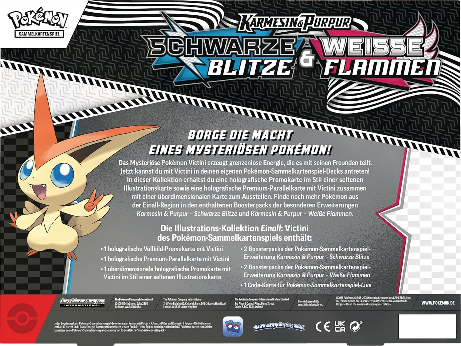 Pokémon Karmesin & Purpur 10.5 – Victini Illustrations-Kollektion (DE) – Weiße Flammen & Schwarzer Blitz