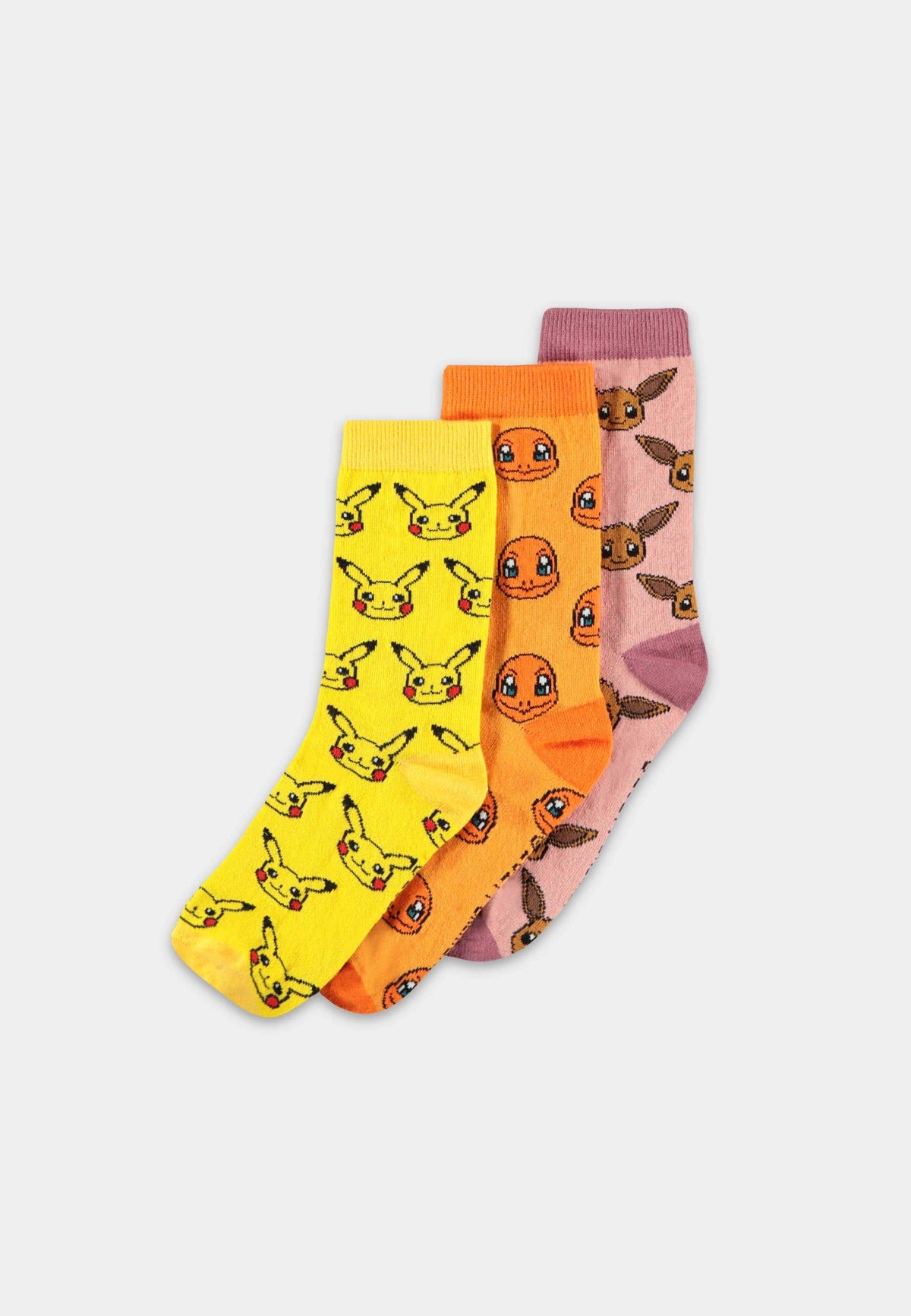 Pokémon Crew-Socken 3er-Pack – Pikachu, Glumanda & Evoli