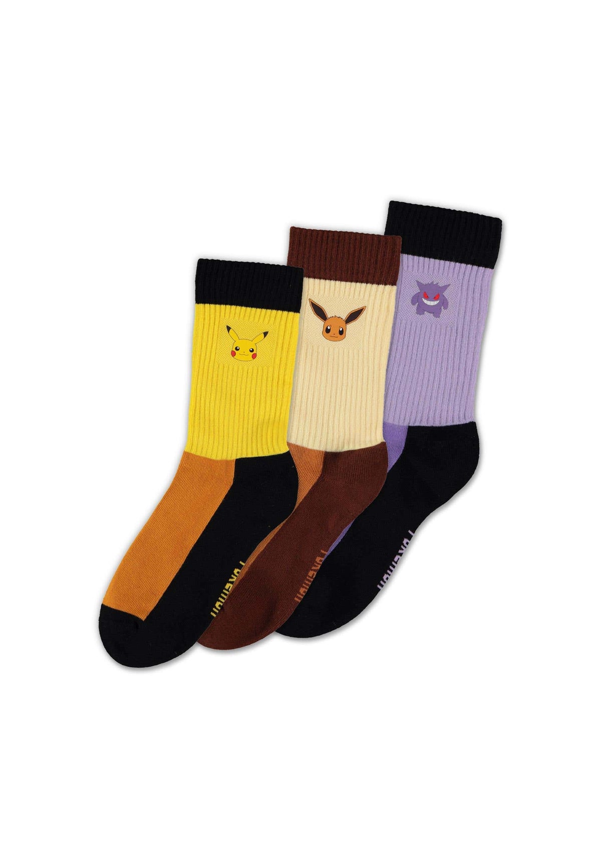 Pokémon Crew-Socken 3er-Pack – Pikachu, Evoli & Gengar